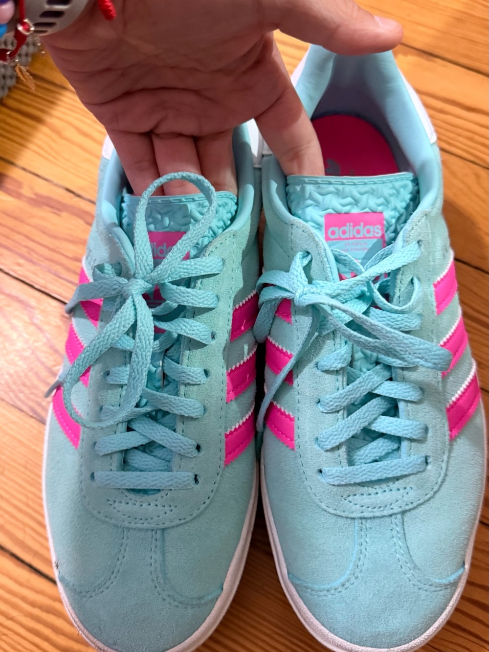adidas Women's Dazzle Sneaker in Aqua and Pink - Picture 2 of 5